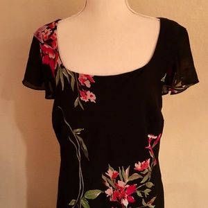 Spring/summer floral black dress